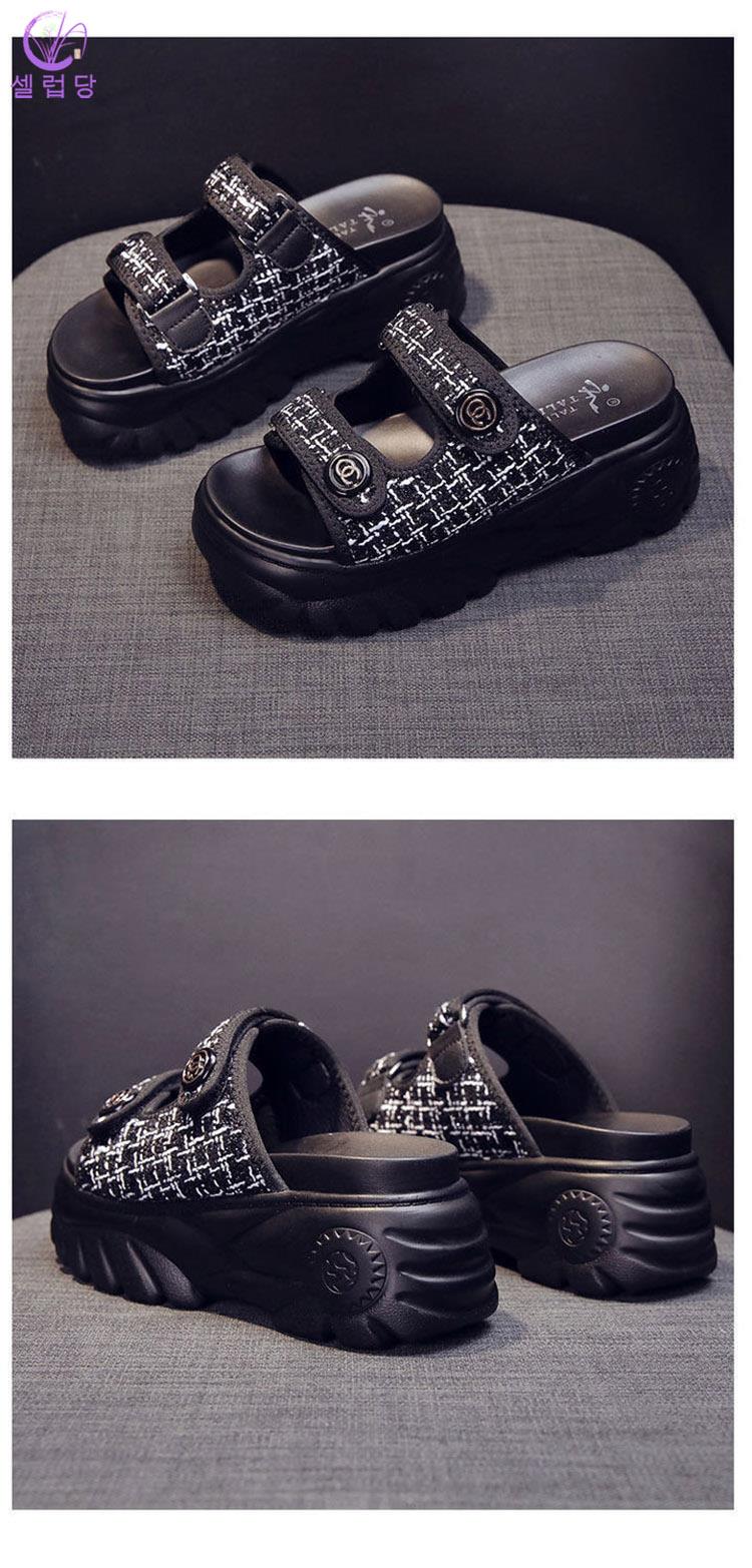 셀럽당 여성용 통굽 여성뮬슬리퍼형샌들