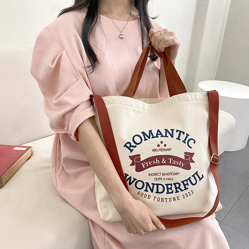 로맨틱 크로스 에코백 데일리 여성숄더 학생 대학생 캔버스 아이보리색