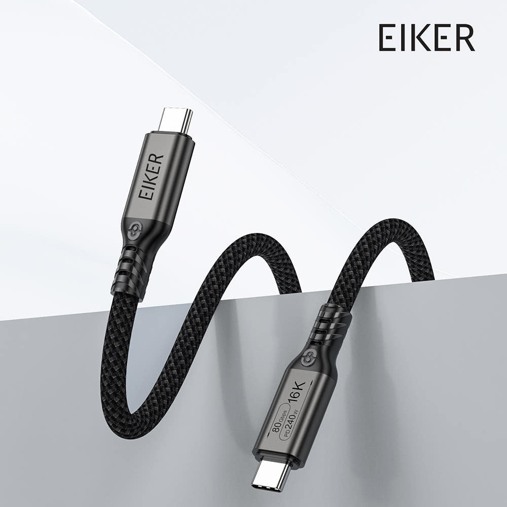 EIKER 썬더볼트5 CtoC 케이블 240W PD 초고속충전 80Gbps 16K 영상출력 1M