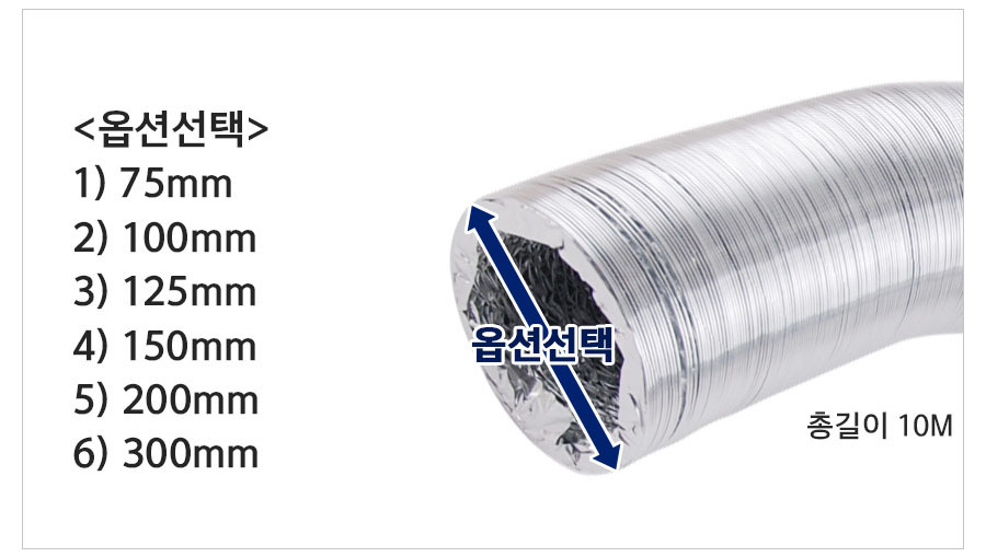 후렉시블 환풍기 렌지후드 덕트자재 75mm AL 10M