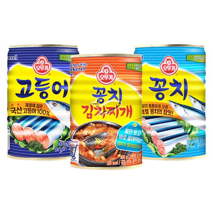 오뚜기 통조림 400G 3종 고등어/ 2캔+꽁치/ 2캔+꽁치김치찌개/ 2캔=총6개 - 티몬