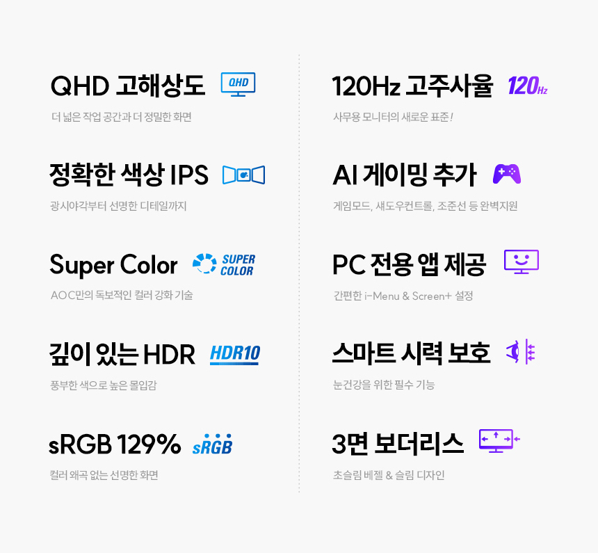 알파스캔 27인치 사무용 모니터 AOC Q27B30S3 QHD 120Hz IPS 보더리스 HDR 시력보호 무결점 듀얼 컴퓨터 가성비 27%EC%9D%B8%EC%B9%98 %EC%8B%9C%EB%A0%A5%EB%B3%B4%ED%98%B8 %EB%AA%A8%EB%8B%88%ED%84%B0 Q27B30S3 120Hz 02