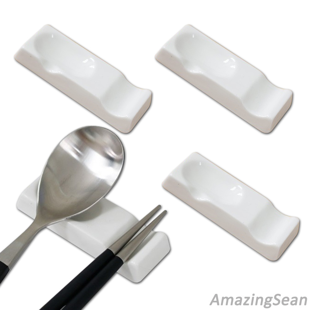 4 x Spoon and Chopsticks Holder Ceramic White Porcelain Chopstick and