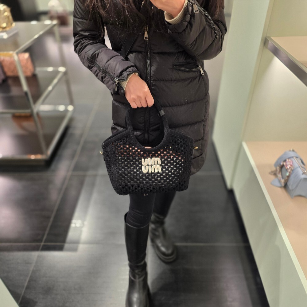 미우미우 코튼 메쉬 니트 토트백 5BA284