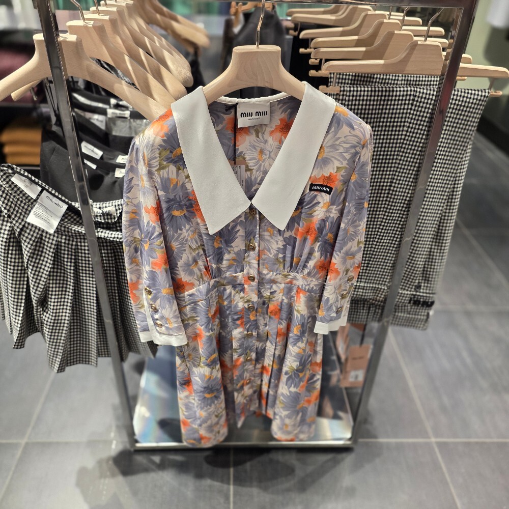 미우미우 플로랄 프린트 실크 미니 원피스 MF5441