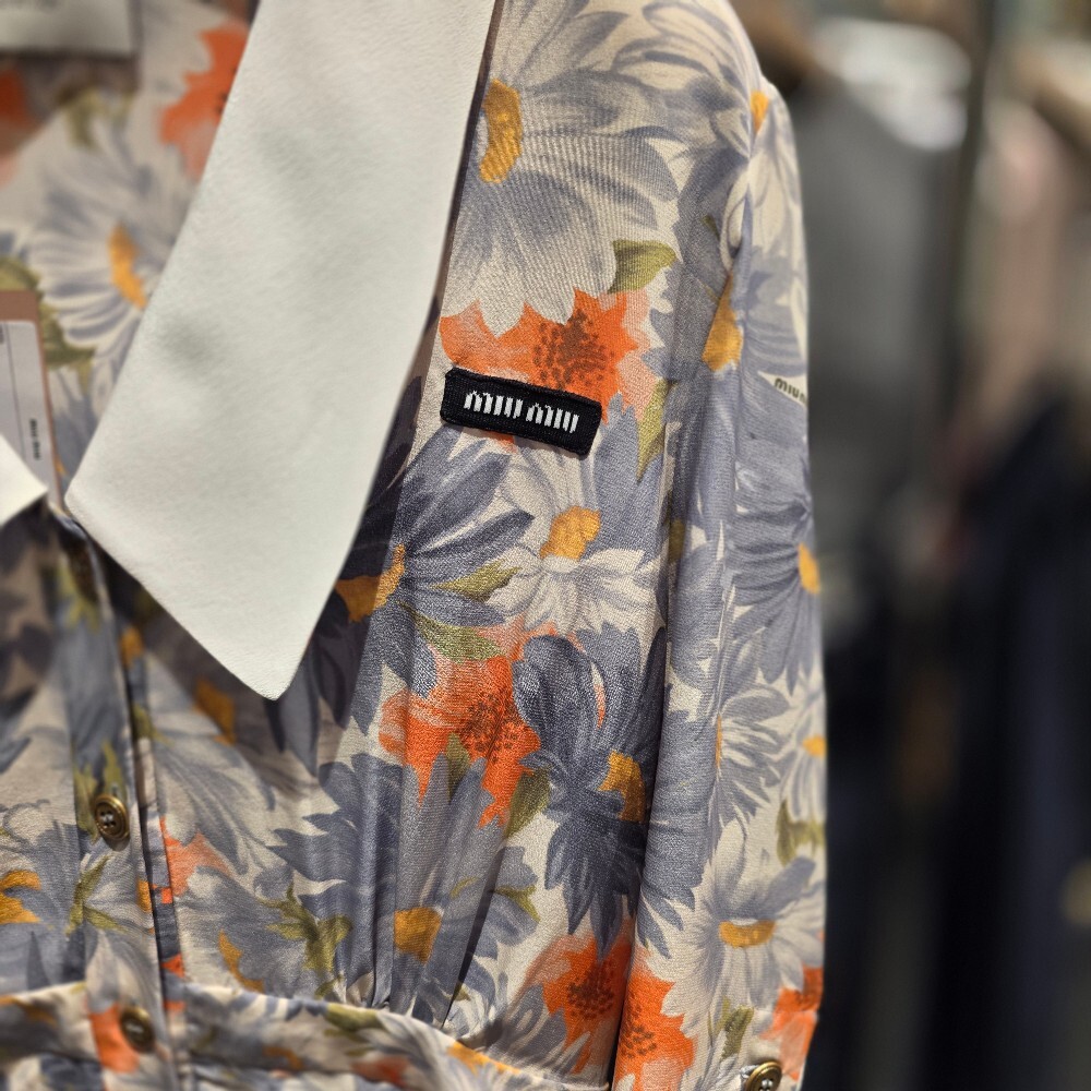 미우미우 플로랄 프린트 실크 미니 원피스 MF5441