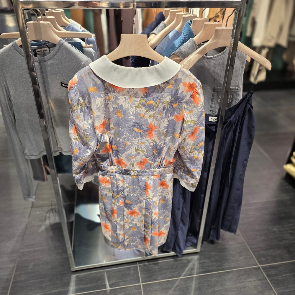 미우미우 플로랄 프린트 실크 미니 원피스 MF5441