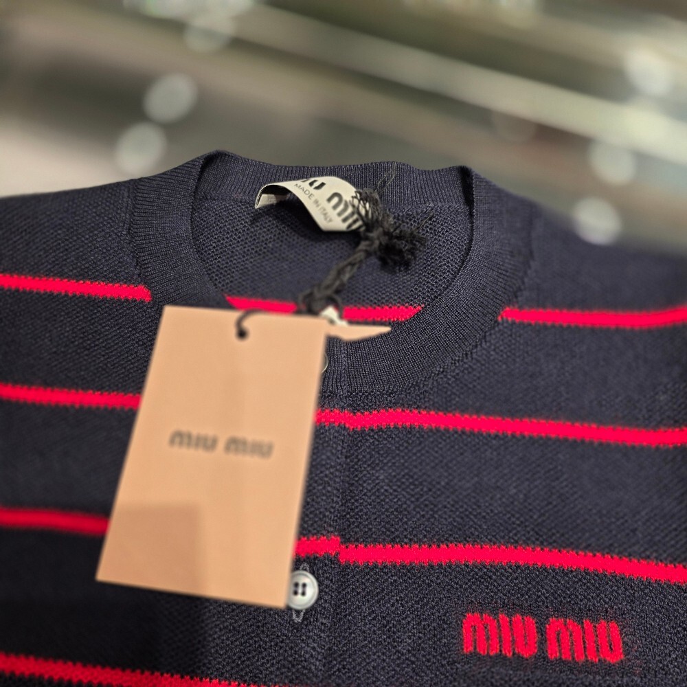 미우미우 스트라이프 울 여성 가디건 MMF895