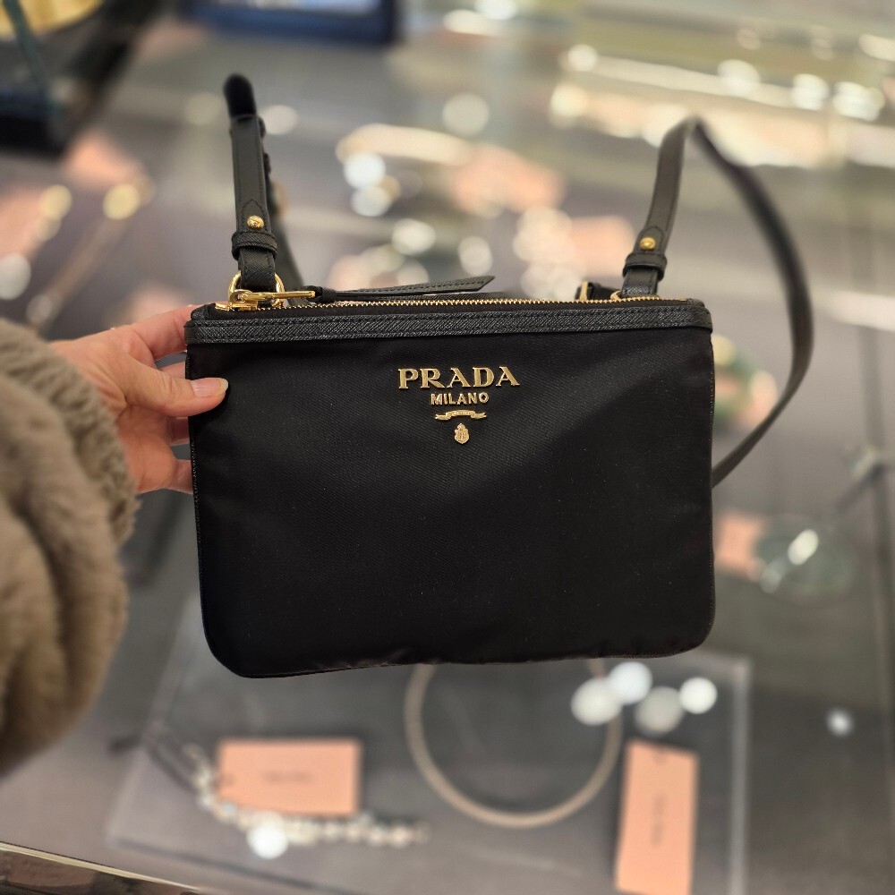 프라다 나일론 더블 지퍼 크로스백 1BH046 ZMY F0002