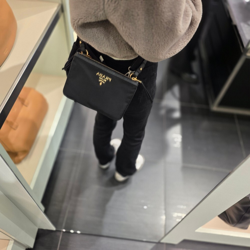 프라다 나일론 더블 지퍼 크로스백 1BH046 ZMY F0002