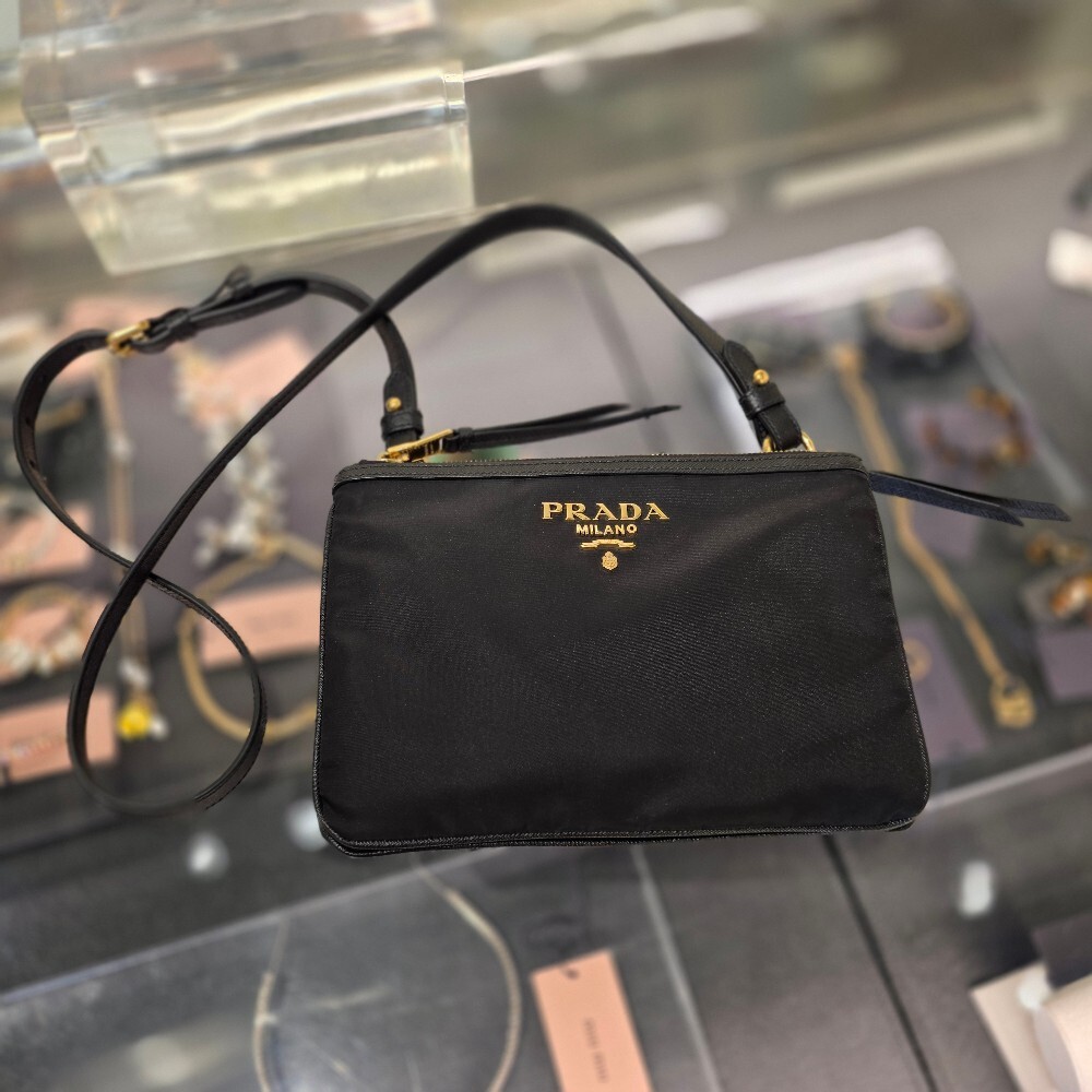 프라다 나일론 더블 지퍼 크로스백 1BH046 ZMY F0002