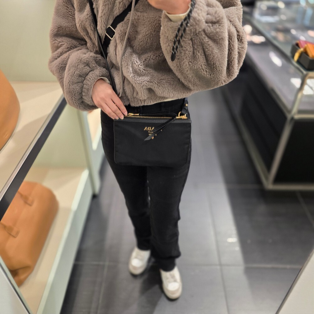 프라다 나일론 더블 지퍼 크로스백 1BH046 ZMY F0002