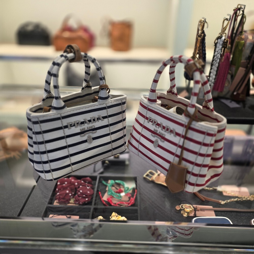 프라다 스트라이프 카나파 미니 토트백 1BA038