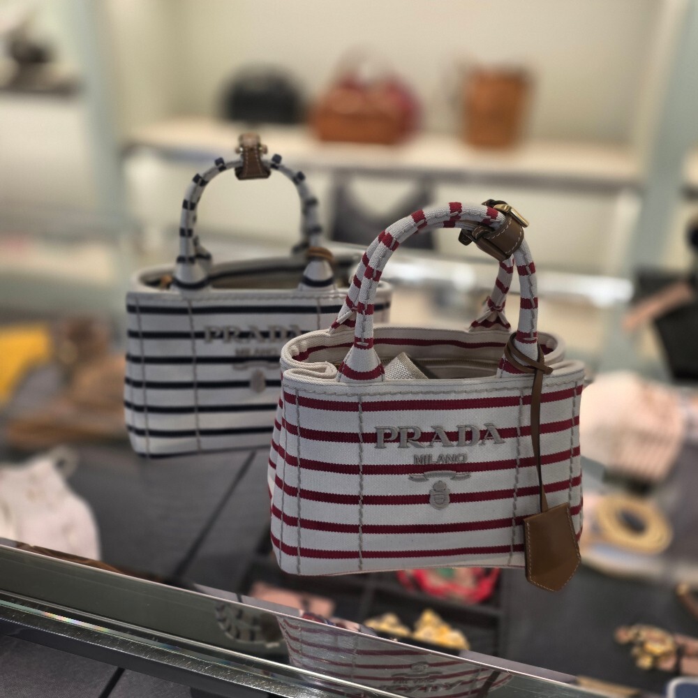 프라다 스트라이프 카나파 미니 토트백 1BA038