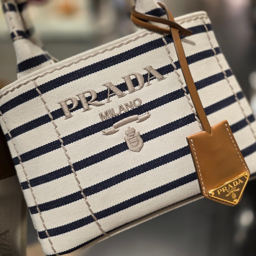 프라다 스트라이프 카나파 미니 토트백 1BA038