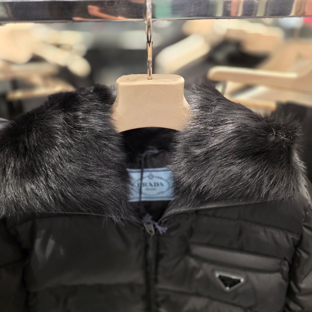 프라다 삼각로고 시어링 후드 여성 패딩 자켓 291808