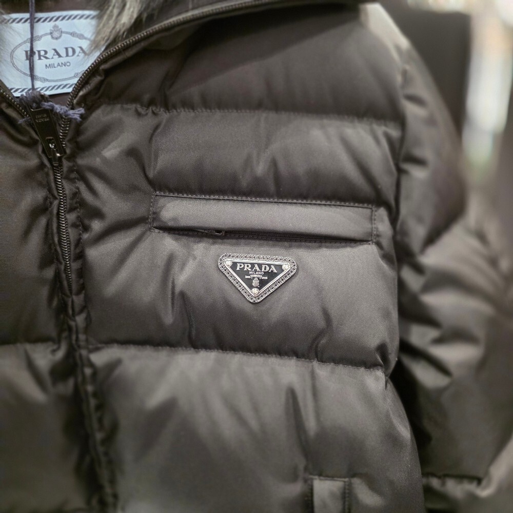 프라다 삼각로고 시어링 후드 여성 패딩 자켓 291808