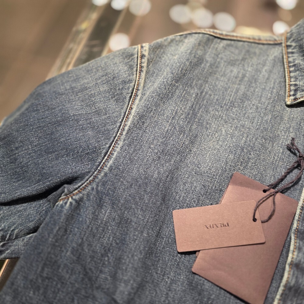 프라다 삼각로고 데님 반팔 셔츠 GEC067