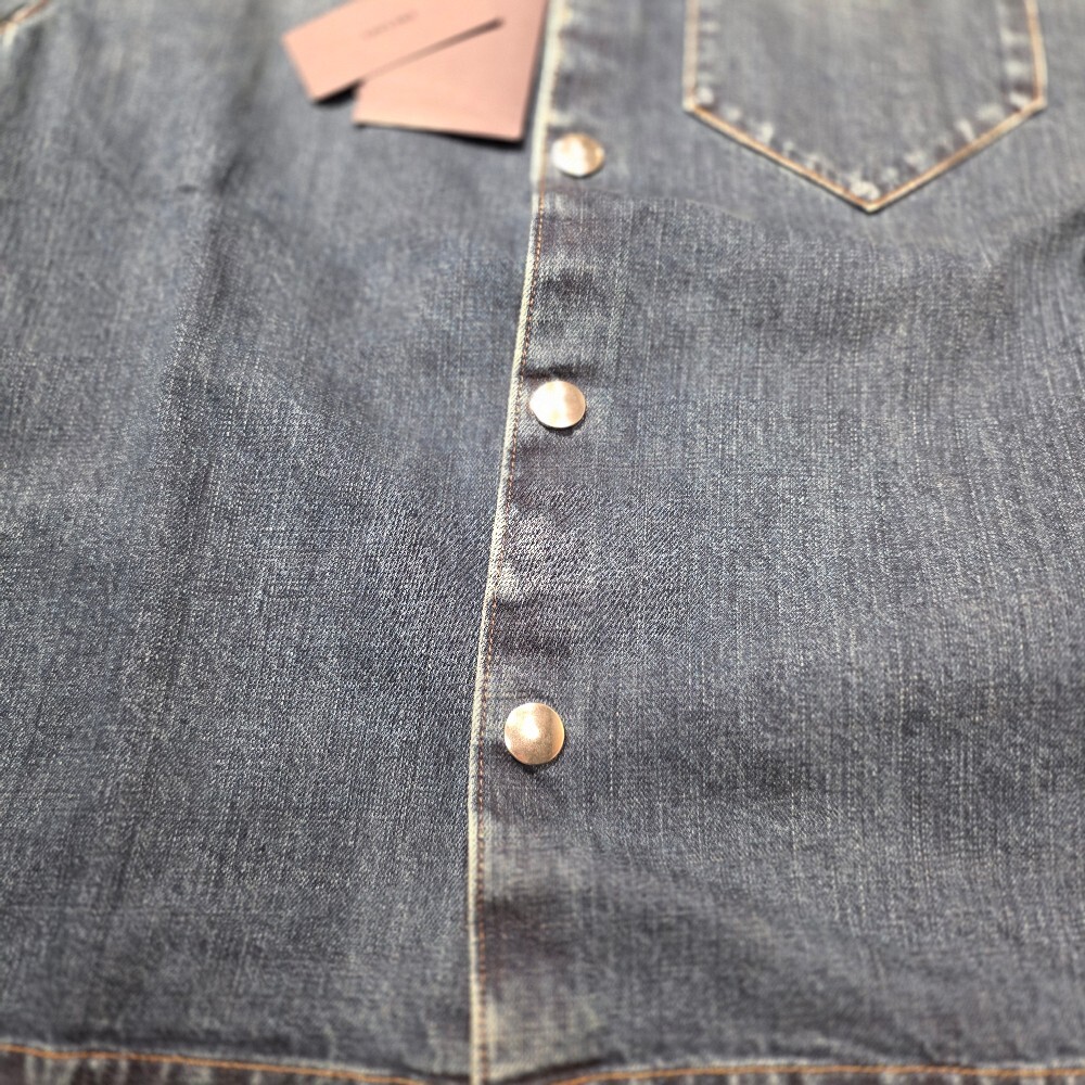 프라다 삼각로고 데님 반팔 셔츠 GEC067