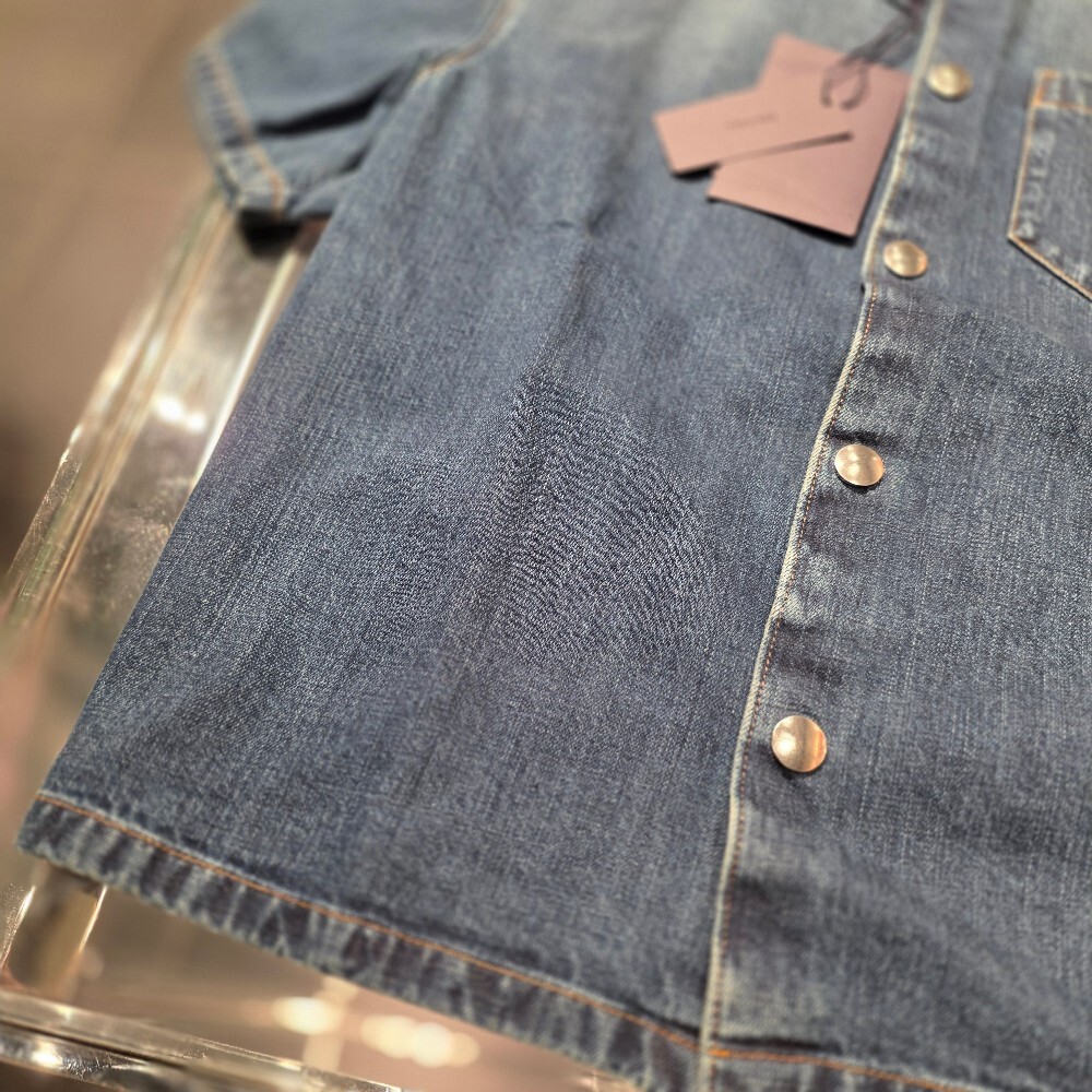 프라다 삼각로고 데님 반팔 셔츠 GEC067