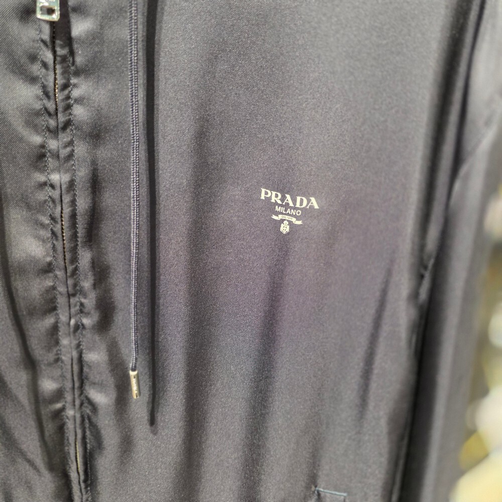 [아울렛] 프라다 실크 남성 후드 블루종 자켓 SGC538