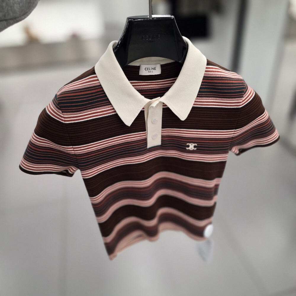 [아울렛] 셀린느 스트라이프 크롭 폴로 티셔츠 2ADSR886Z.BR01