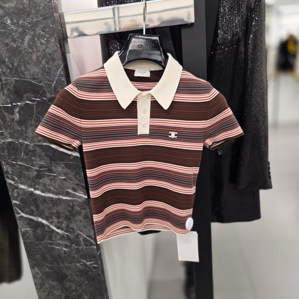 [아울렛] 셀린느 스트라이프 크롭 폴로 티셔츠 2ADSR886Z.BR01