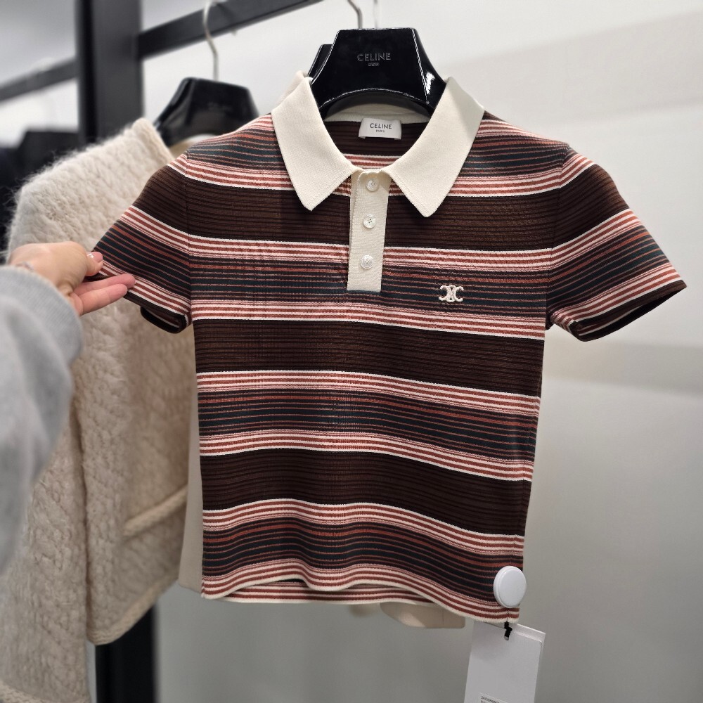 [아울렛] 셀린느 스트라이프 크롭 폴로 티셔츠 2ADSR886Z.BR01