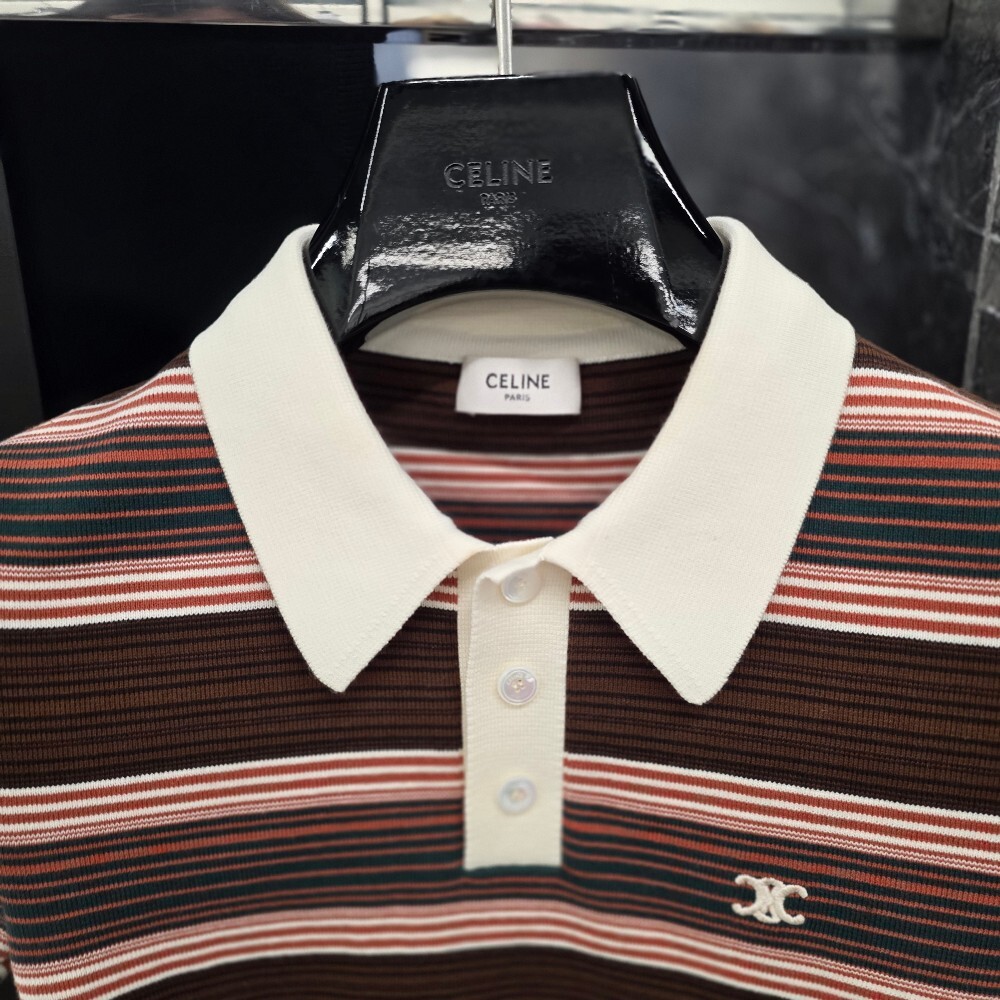 [아울렛] 셀린느 스트라이프 크롭 폴로 티셔츠 2ADSR886Z.BR01