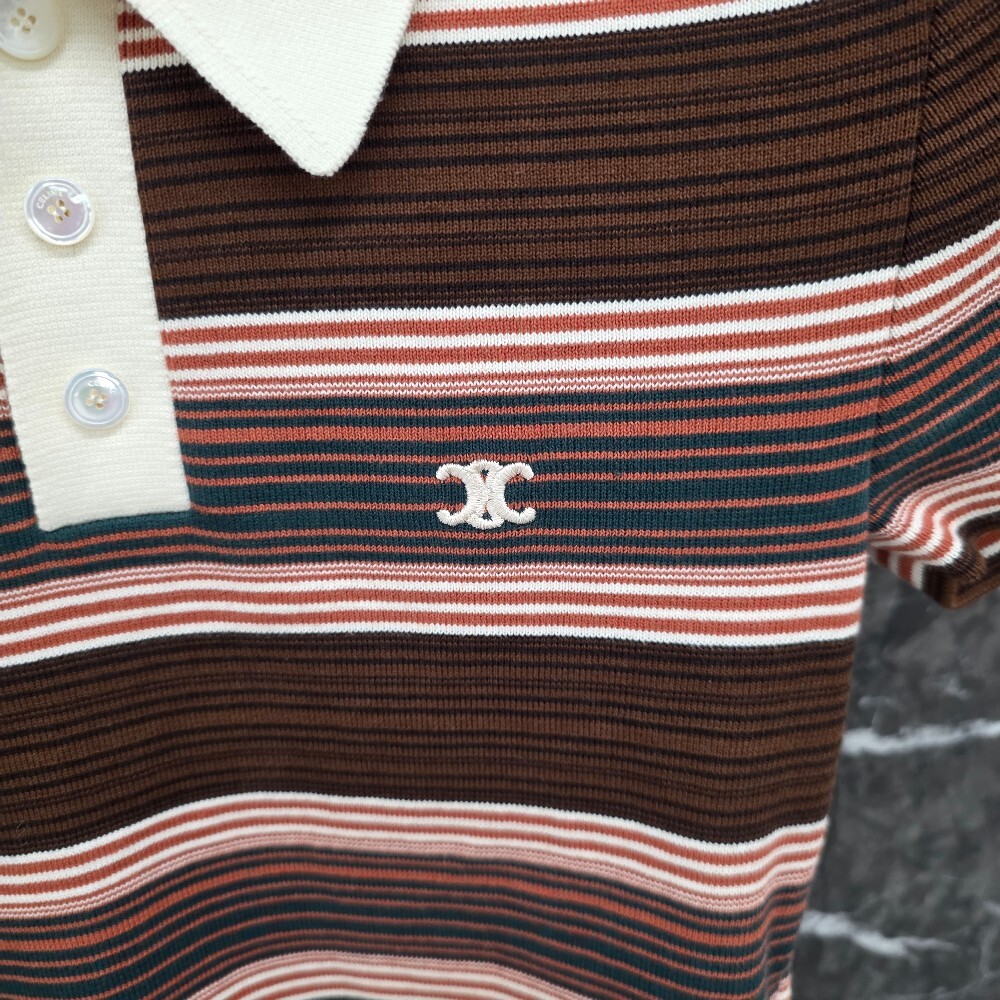 [아울렛] 셀린느 스트라이프 크롭 폴로 티셔츠 2ADSR886Z.BR01