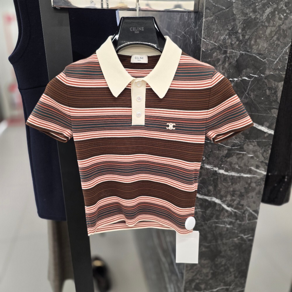 [아울렛] 셀린느 스트라이프 크롭 폴로 티셔츠 2ADSR886Z.BR01