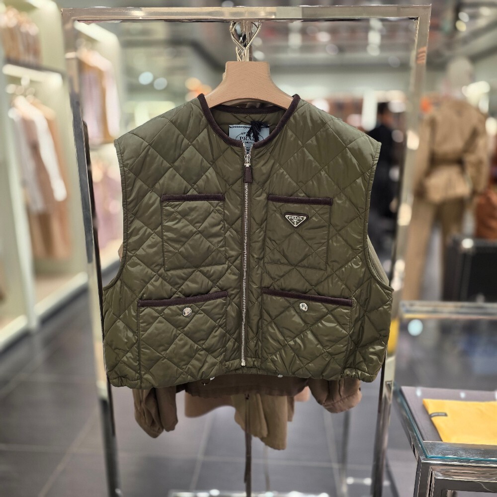 [아울렛] 프라다 리나일론 퀼팅 여성 블루종 조끼 29X167