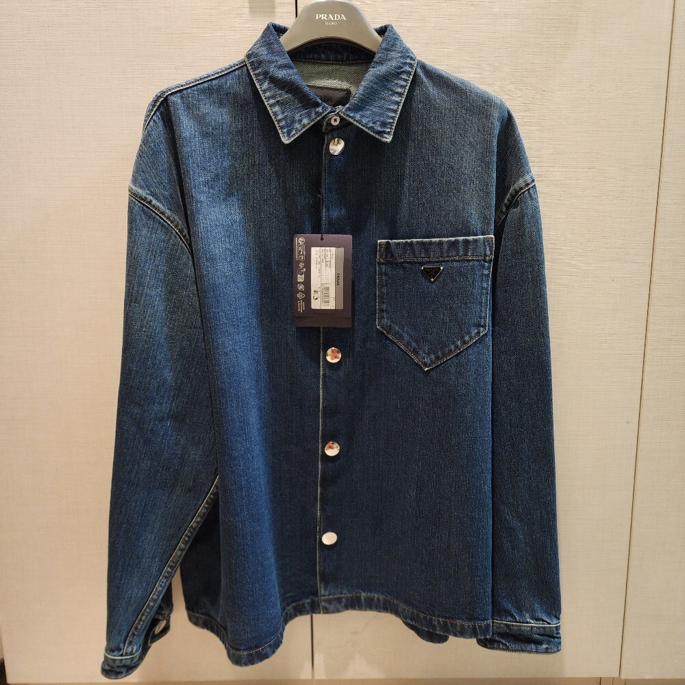 [아울렛] 프라다 삼각로고 데님셔츠 GEC066