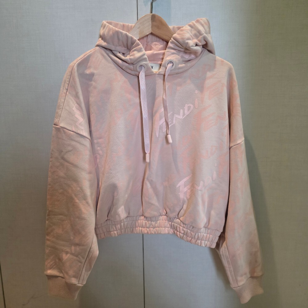 [아울렛] 펜디 로고 크롭 여성 후드 티셔츠 FAF191 AGOI 12CPC