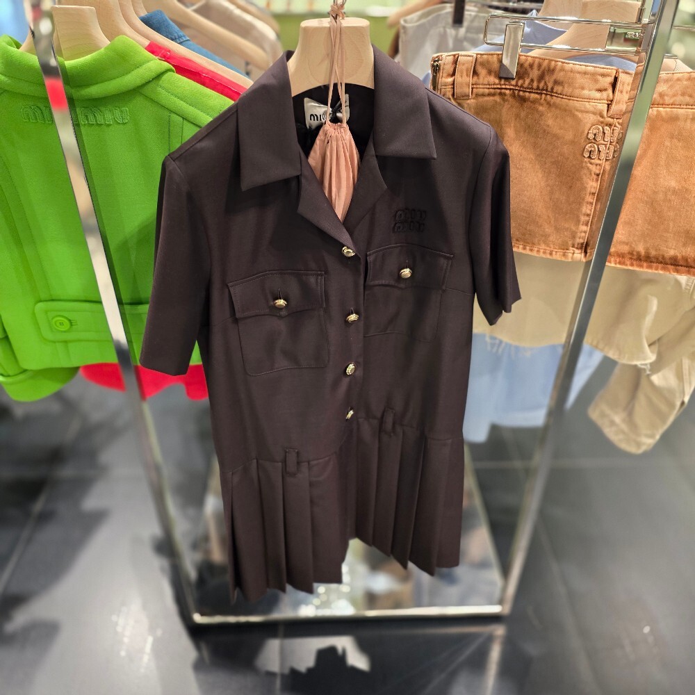 [아울렛] 미우미우 로고 벨트 여성 미니 원피스 MF5711