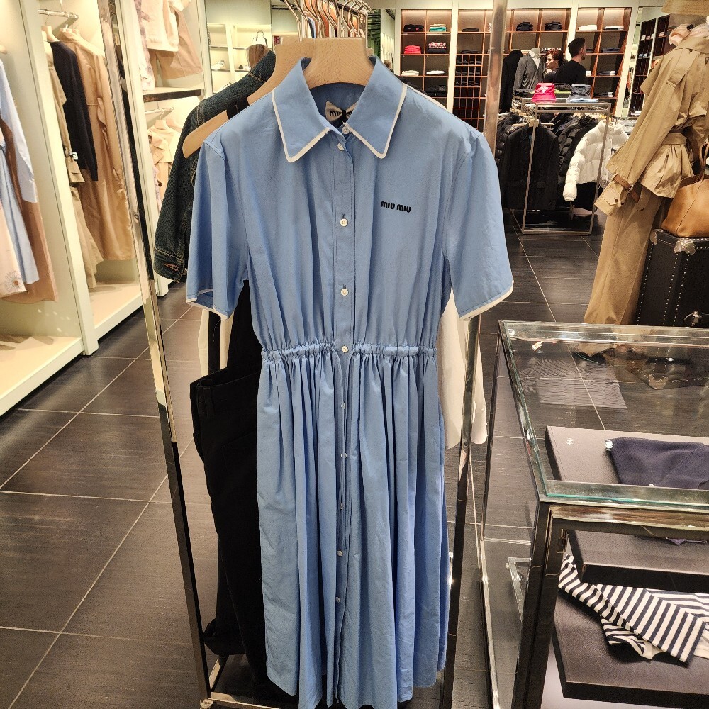 [아울렛] 미우미우 포플린코튼 여성 셔츠 원피스 MF5726