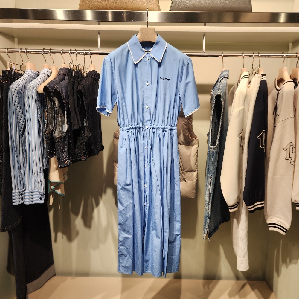 [아울렛] 미우미우 포플린코튼 여성 셔츠 원피스 MF5726