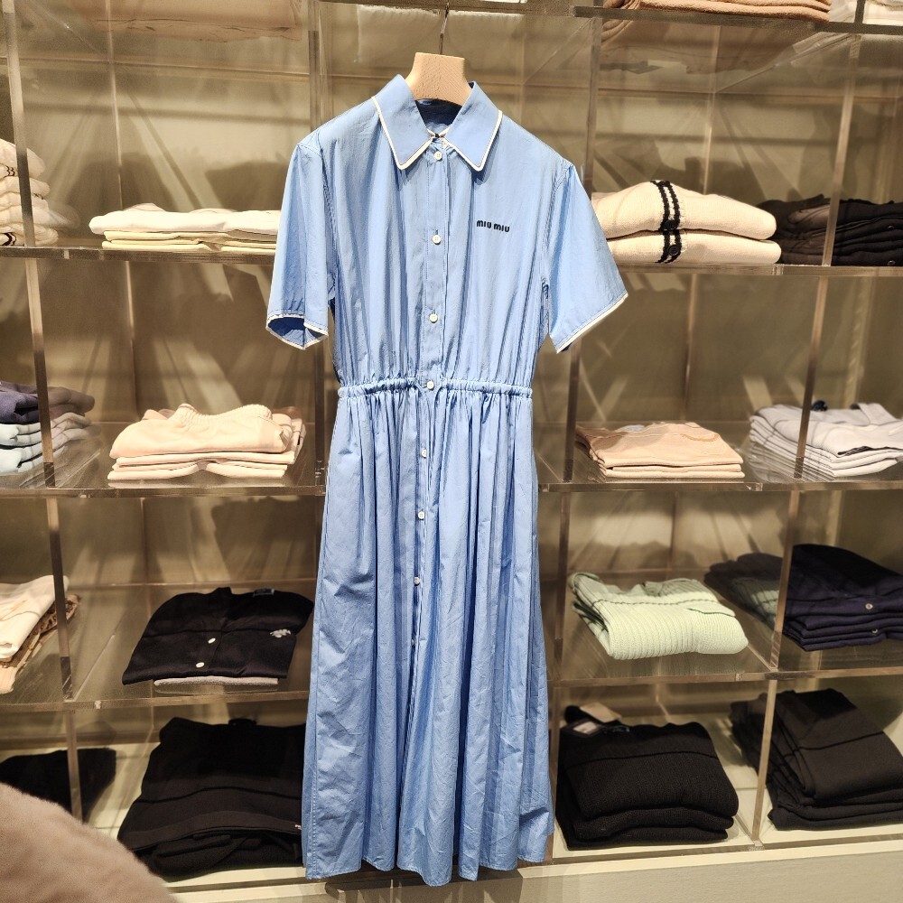 [아울렛] 미우미우 포플린코튼 여성 셔츠 원피스 MF5726