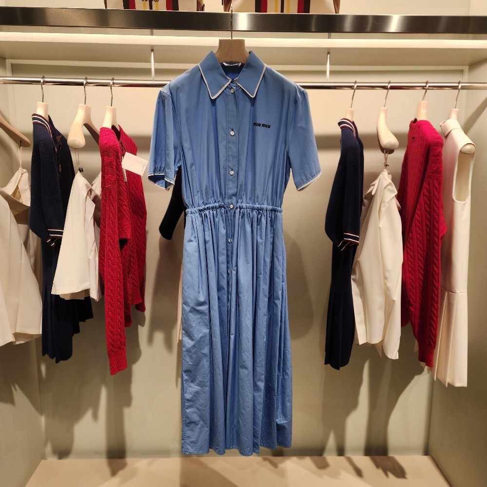 [아울렛] 미우미우 포플린코튼 여성 셔츠 원피스 MF5726