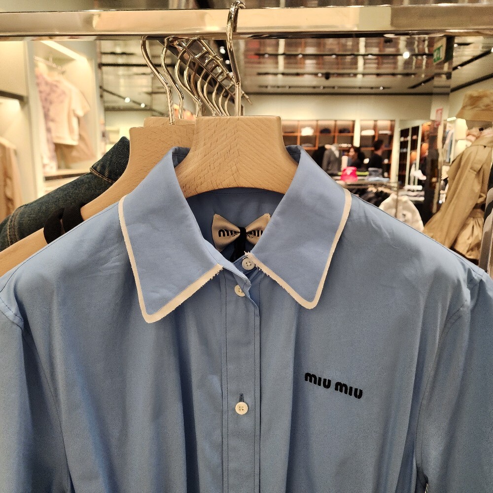 [아울렛] 미우미우 포플린코튼 여성 셔츠 원피스 MF5726