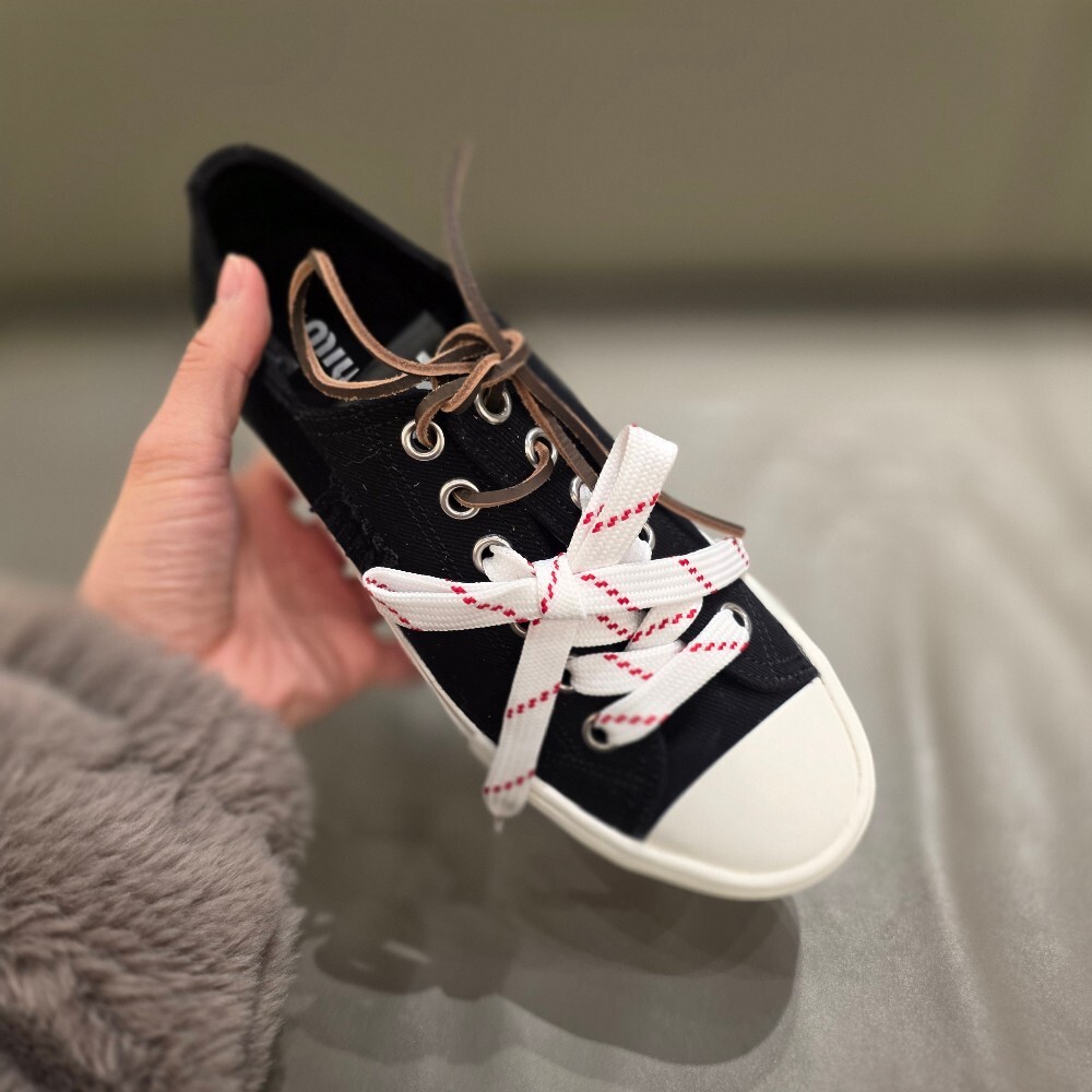 [아울렛] 미우미우 로고 데님 워시 여성 스니커즈 5E384E