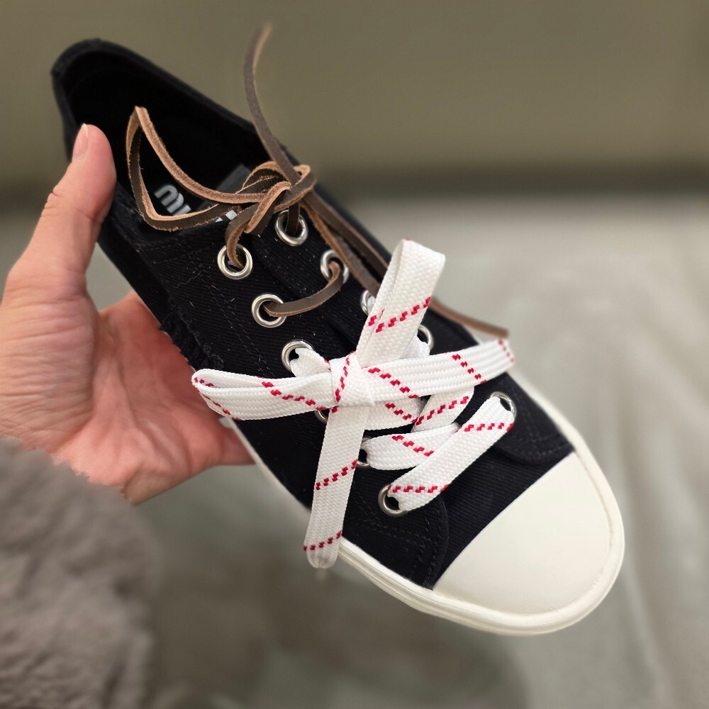 [아울렛] 미우미우 로고 데님 워시 여성 스니커즈 5E384E