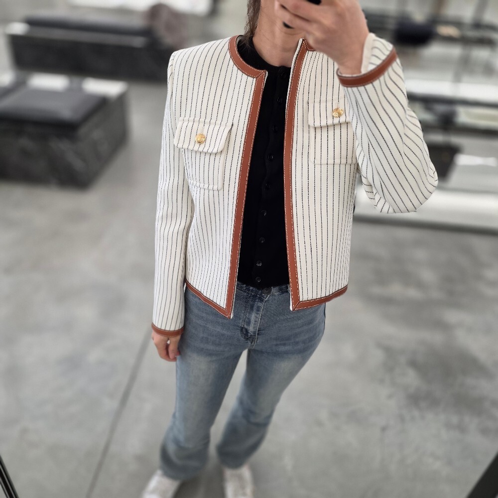 [아울렛] 셀린느 스트라이프 첼시 여성 자켓 2V86S957W.01KC