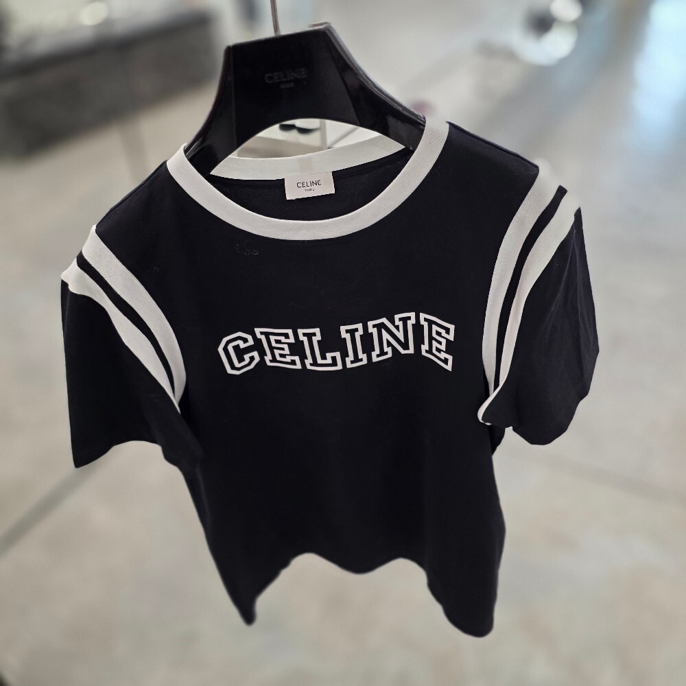 [아울렛] 셀린느 로고 코튼 저지 남성 반팔 티셔츠 RX06T671Q.FZT7