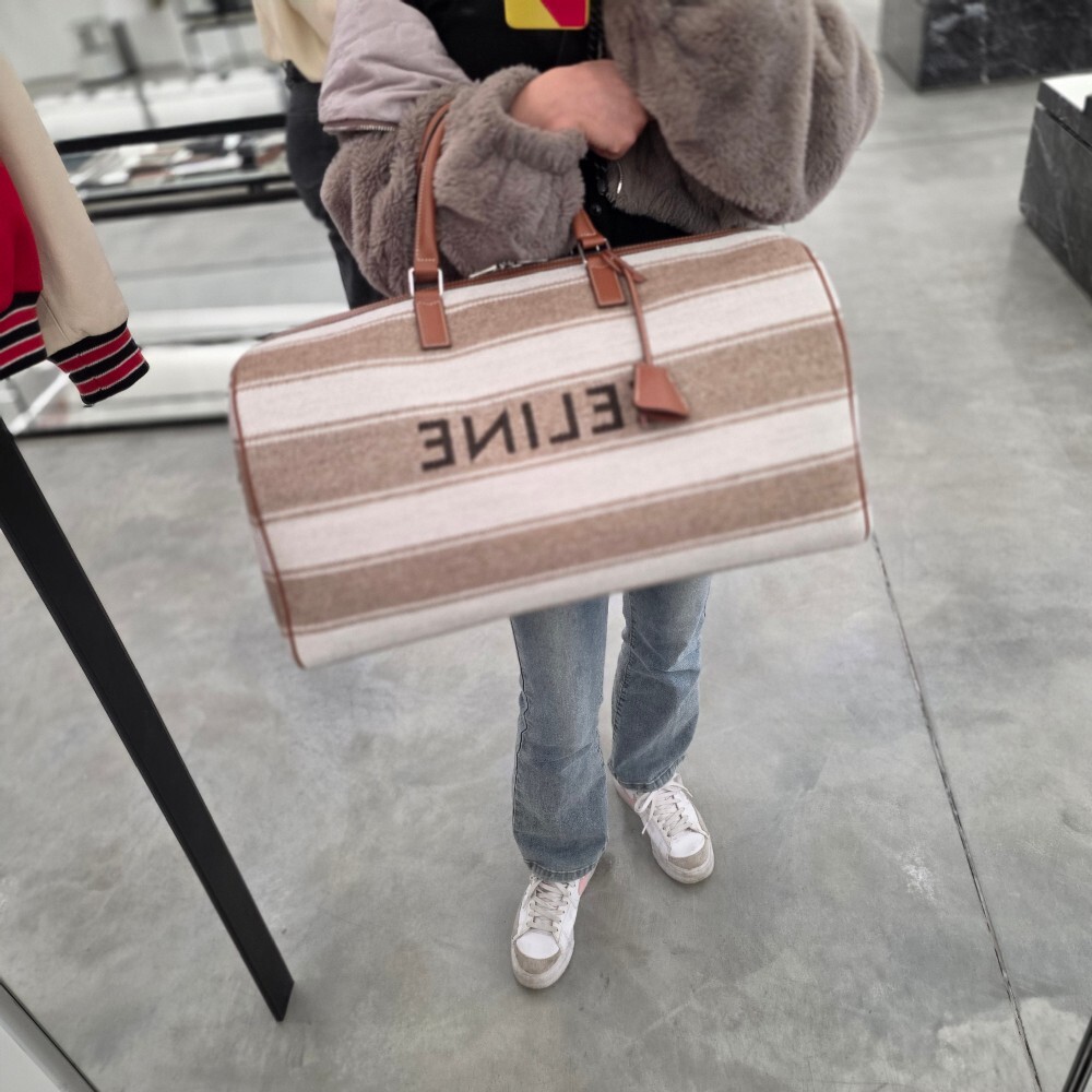 [아울렛] 셀린느 스트라이프 텍스타일 라지 보스톤 여행 가방 191472FRE.02BG