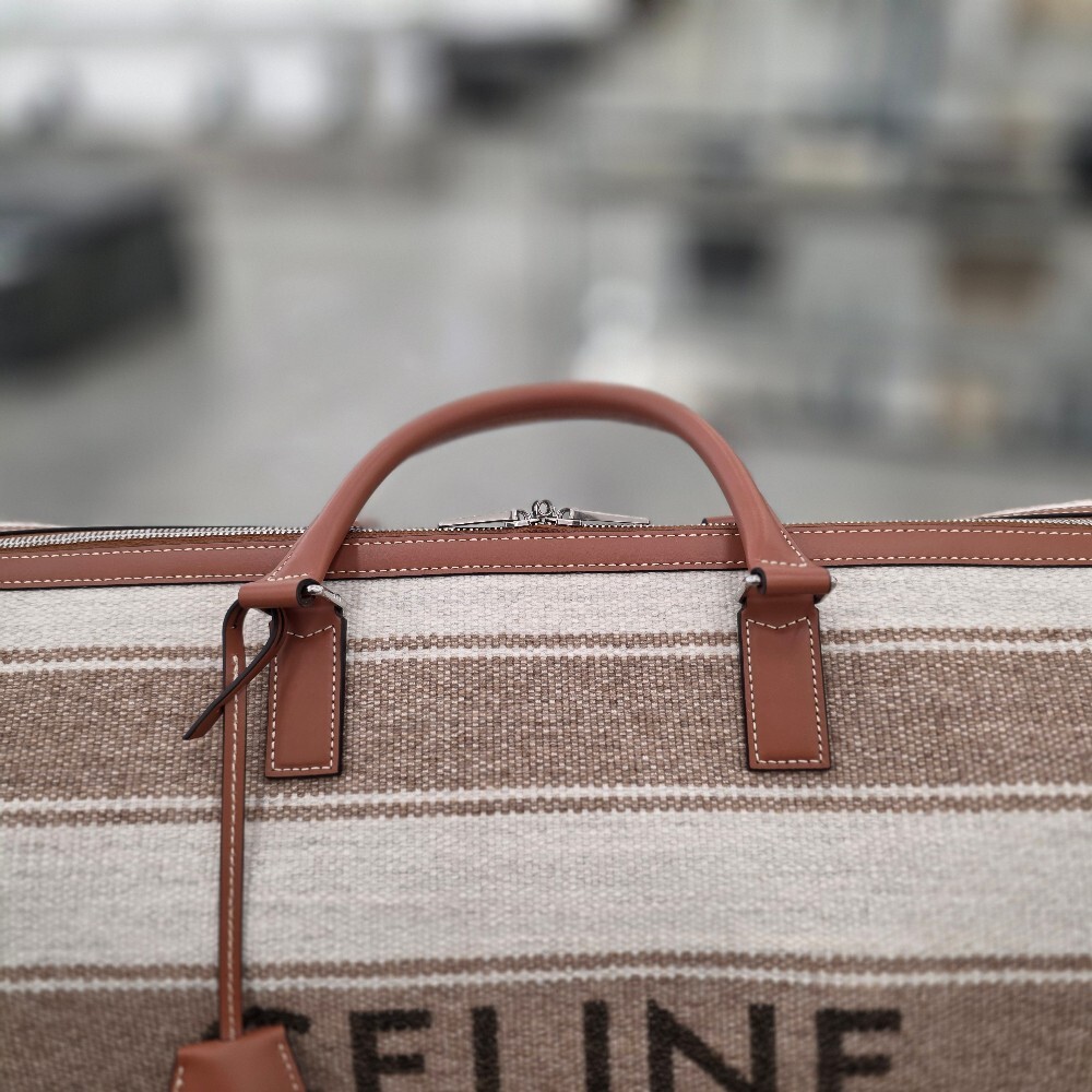 [아울렛] 셀린느 스트라이프 텍스타일 라지 보스톤 여행 가방 191472FRE.02BG