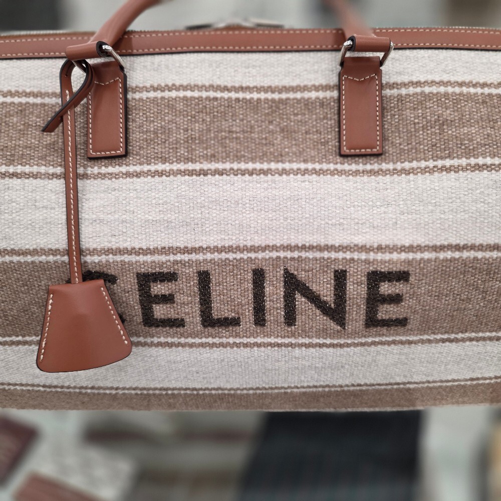 [아울렛] 셀린느 스트라이프 텍스타일 라지 보스톤 여행 가방 191472FRE.02BG