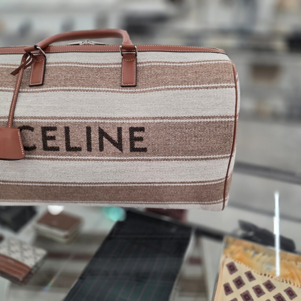 [아울렛] 셀린느 스트라이프 텍스타일 라지 보스톤 여행 가방 191472FRE.02BG