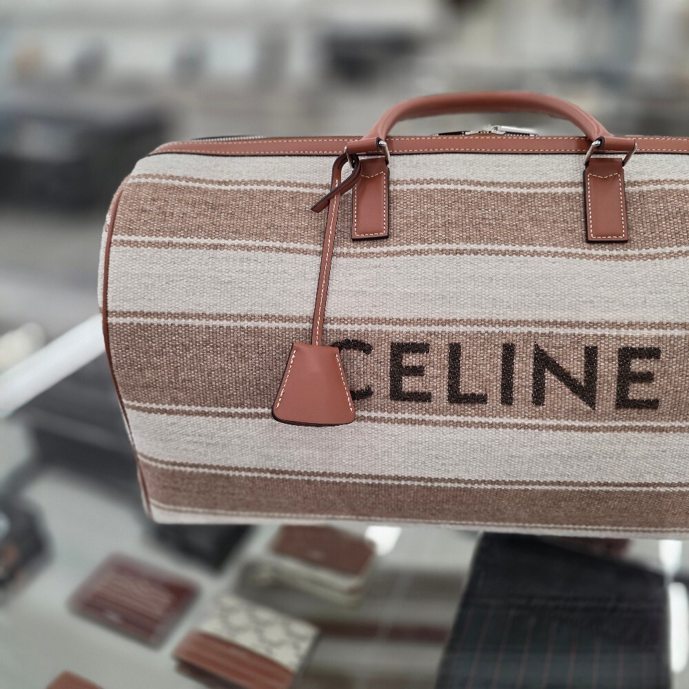 [아울렛] 셀린느 스트라이프 텍스타일 라지 보스톤 여행 가방 191472FRE.02BG