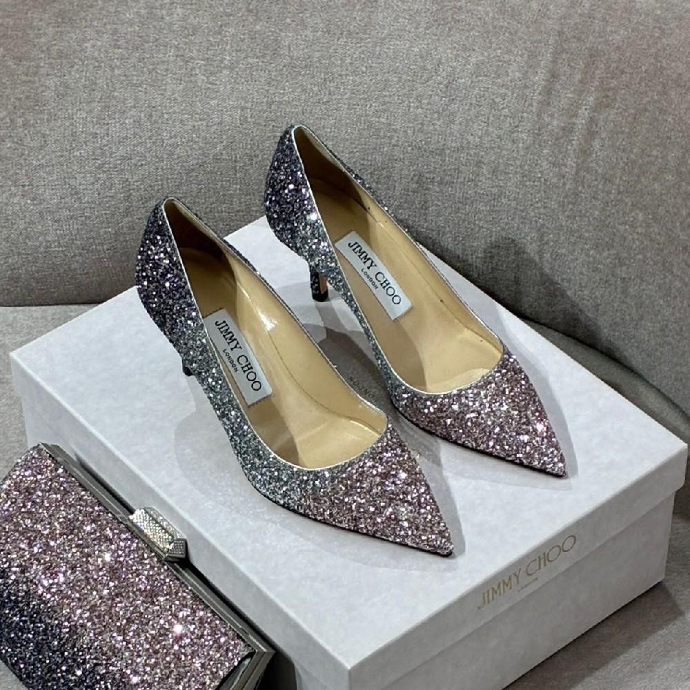 [아울렛] 지미추 AURORA 글리터 여성 펌프스힐